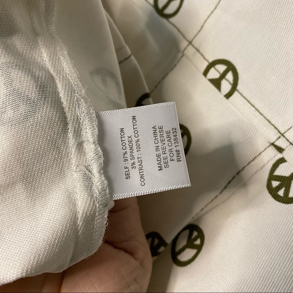 ModCloth New Peace Sign Dress / Jumper Cotton Size 4 White Olive - Picture 11 of 15